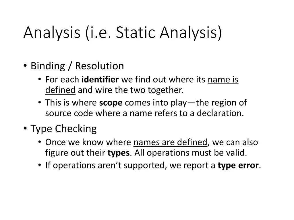 analysis i e static analysis