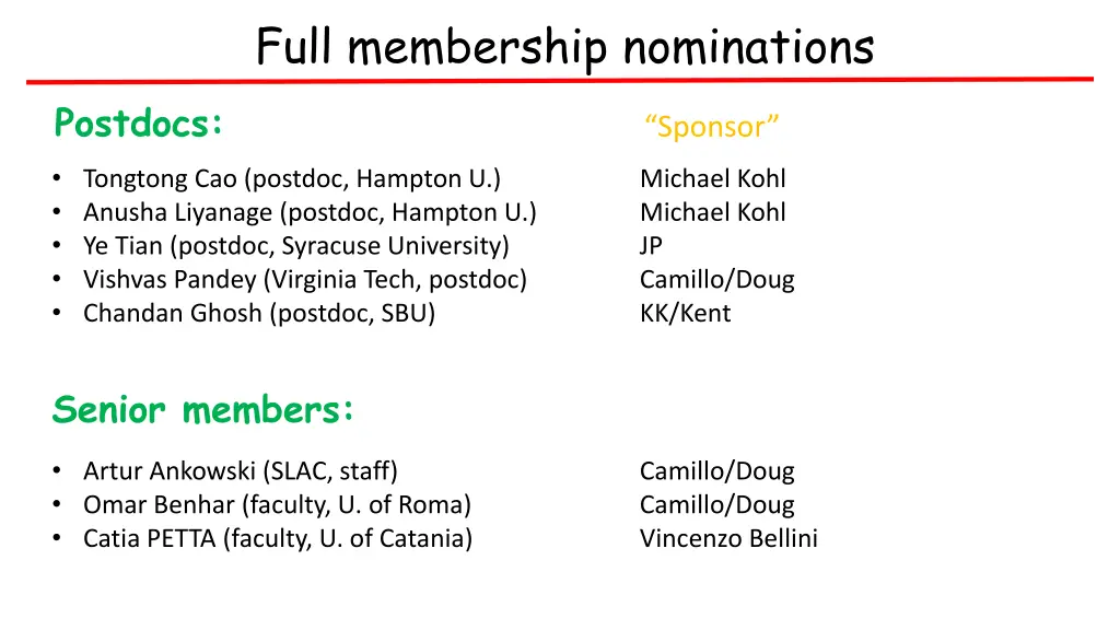 full membership nominations
