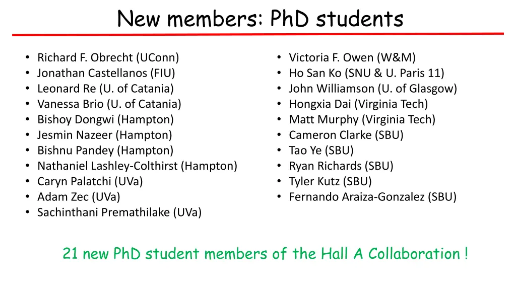 new members phd students