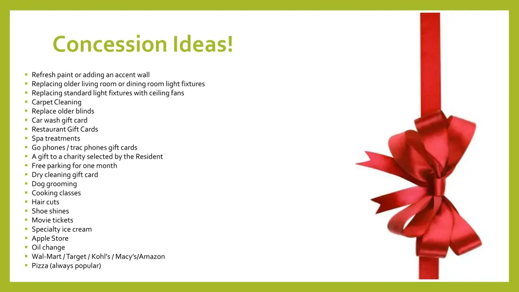 concession ideas