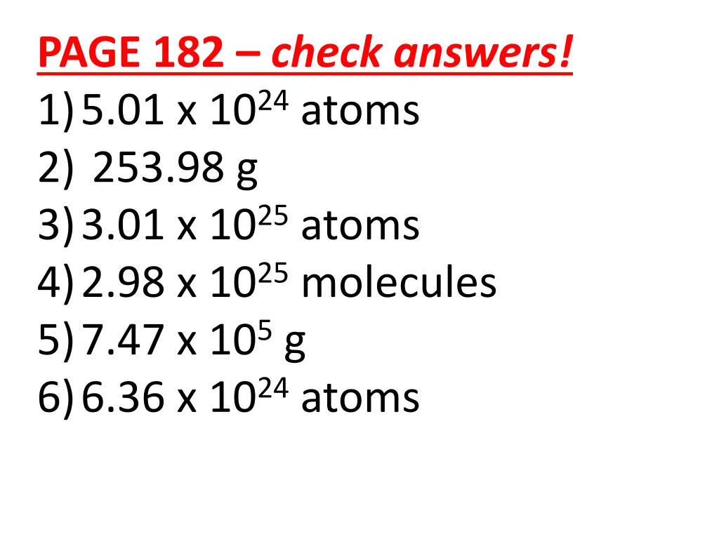 page 182 check answers 1 5 01 x 10 24 atoms