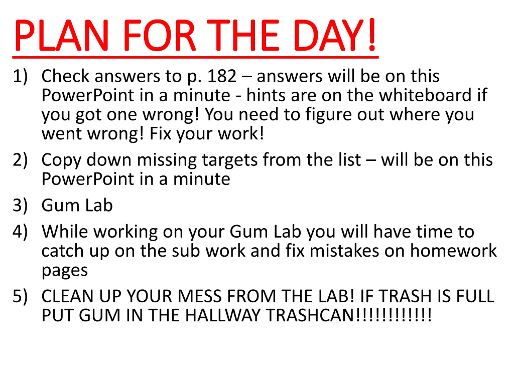 plan for the day plan for the day 1 check answers