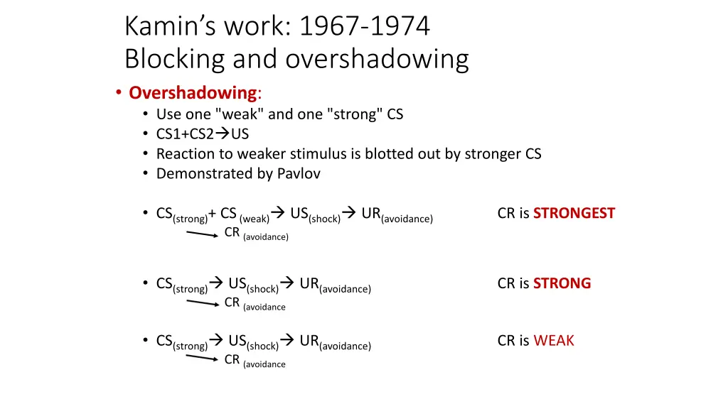 kamin s work 1967 1974 blocking and overshadowing