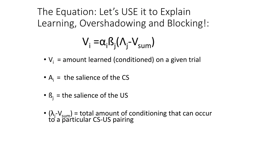 the equation let s use it to explain learning
