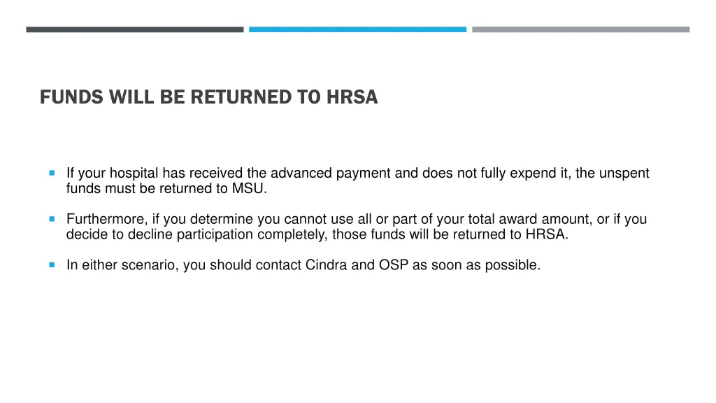 funds will be returned to hrsa