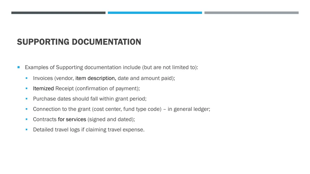 supporting documentation