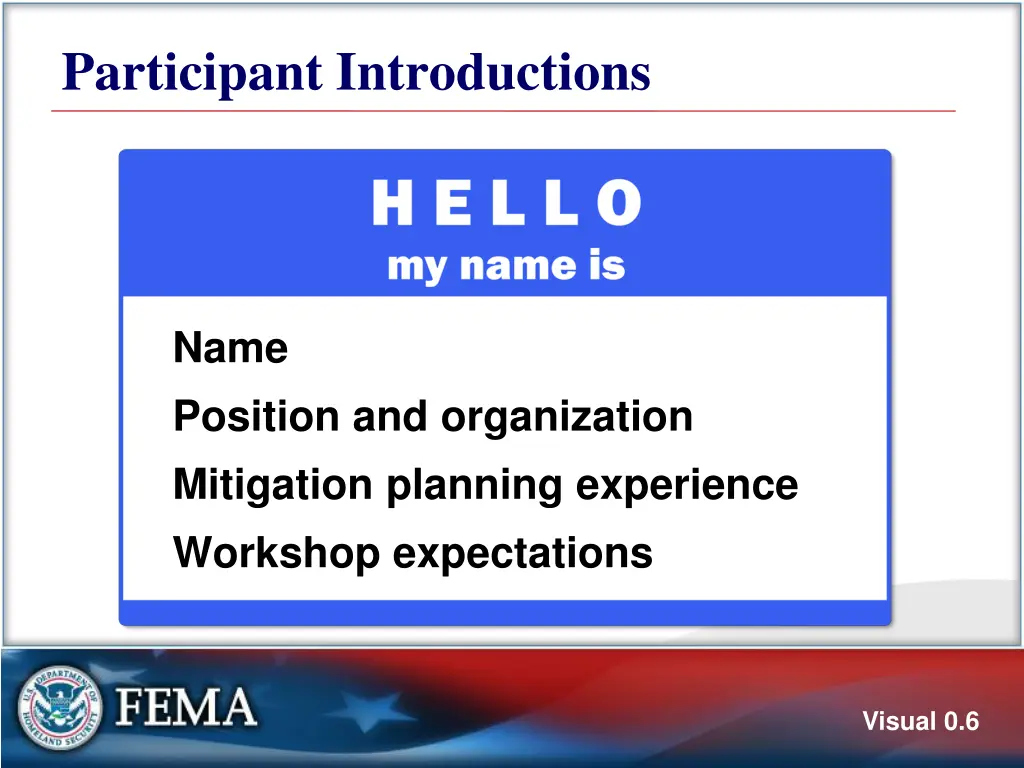 participant introductions
