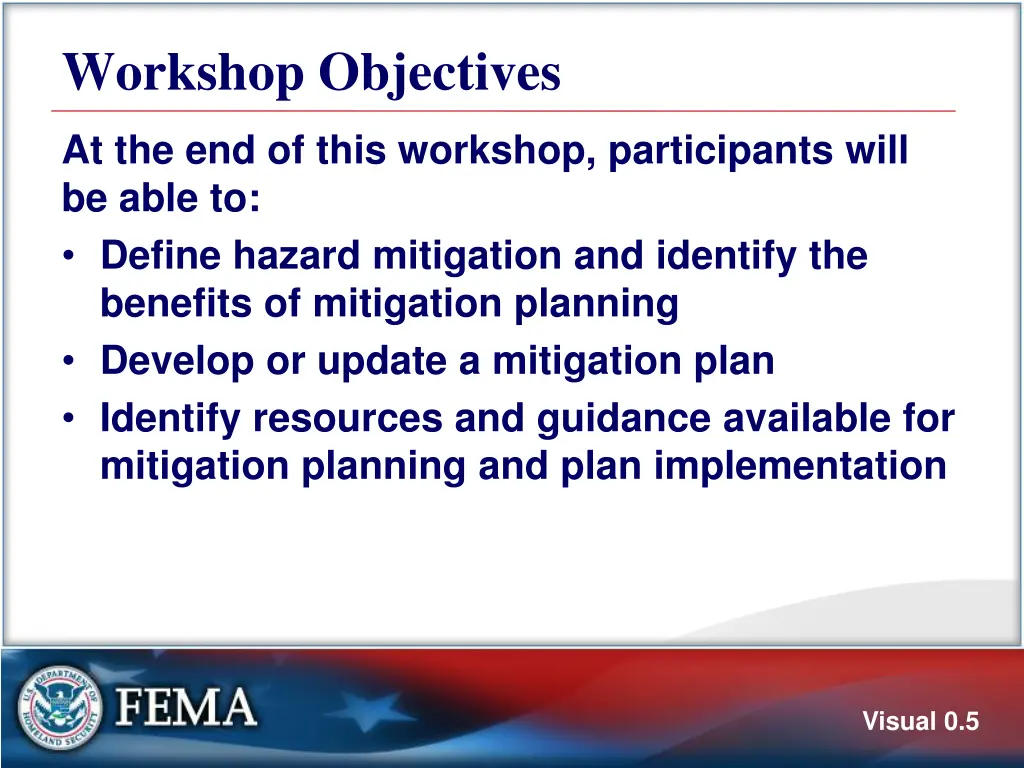 workshop objectives