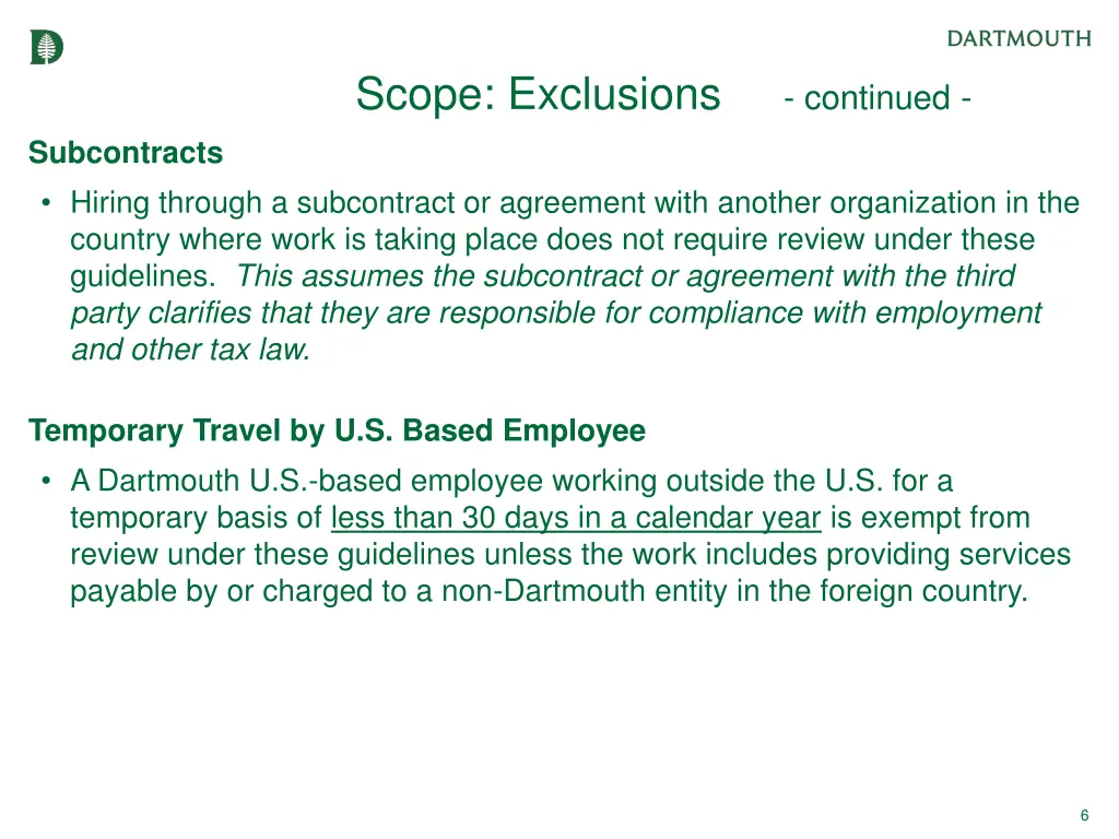 scope exclusions continued