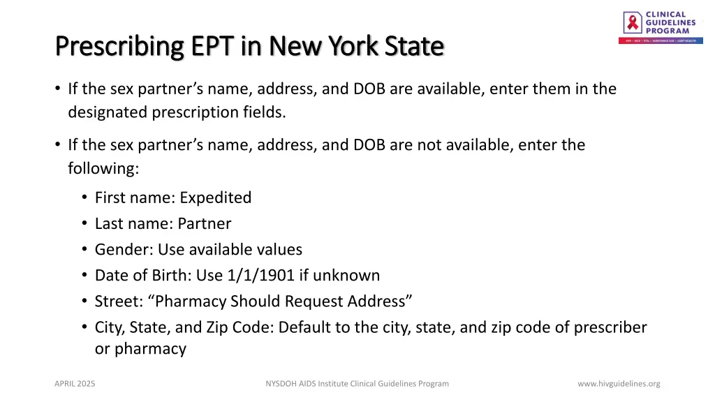 prescribing ept in new york state prescribing