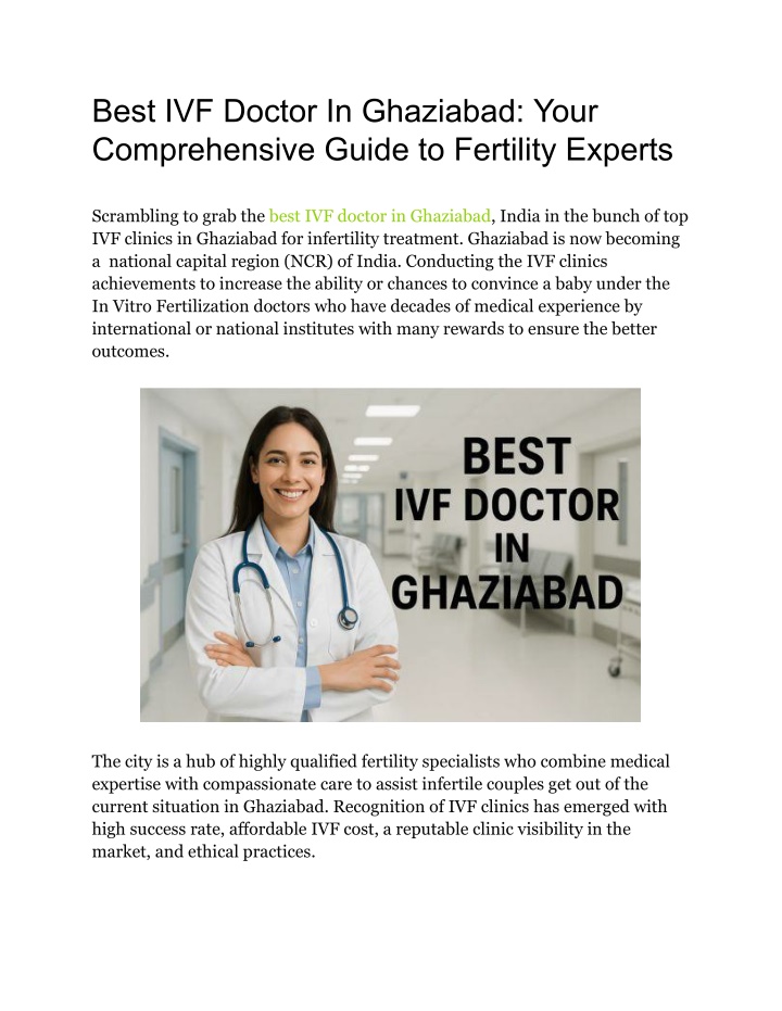 best ivf doctor in ghaziabad your comprehensive
