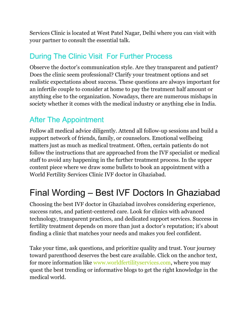 services clinic is located at west patel nagar