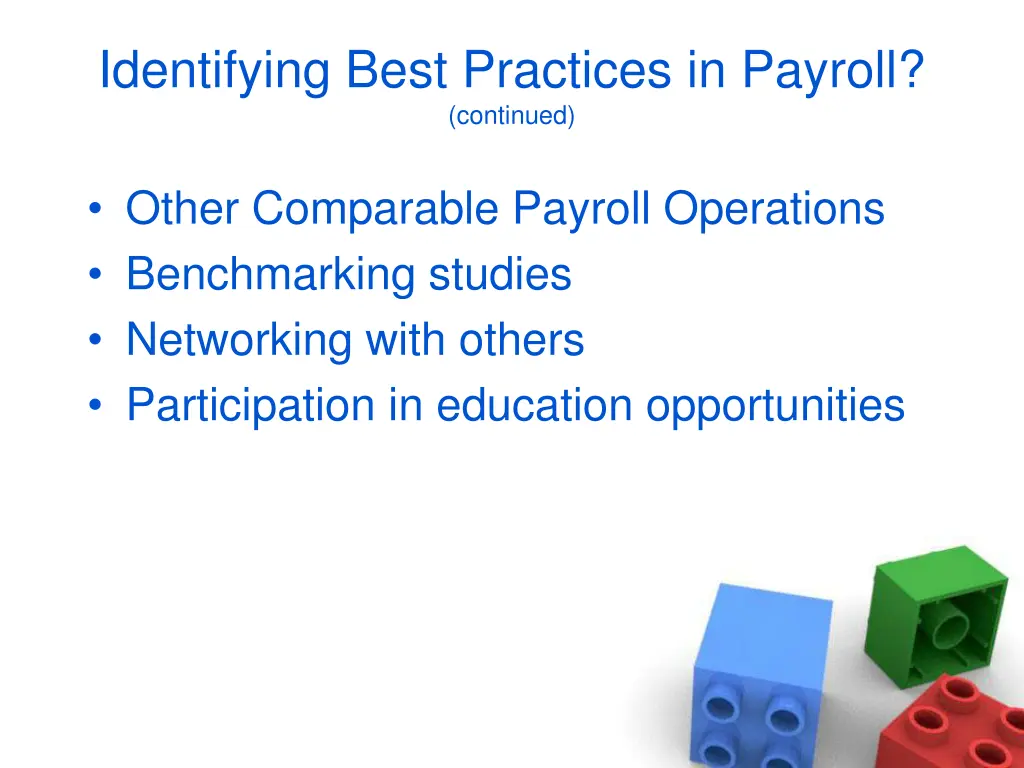 identifying best practices in payroll continued