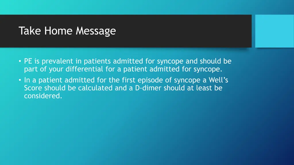 take home message