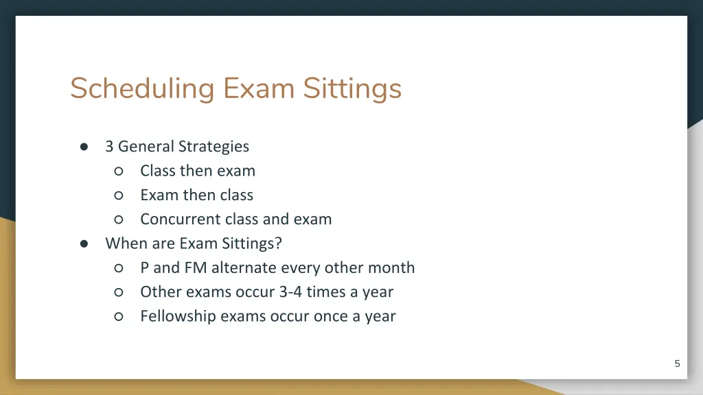 scheduling exam sittings