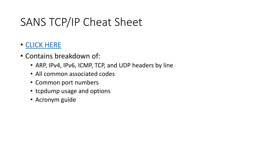 sans tcp ip cheat sheet