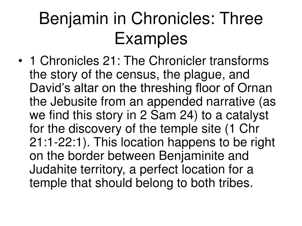 benjamin in chronicles three examples 1