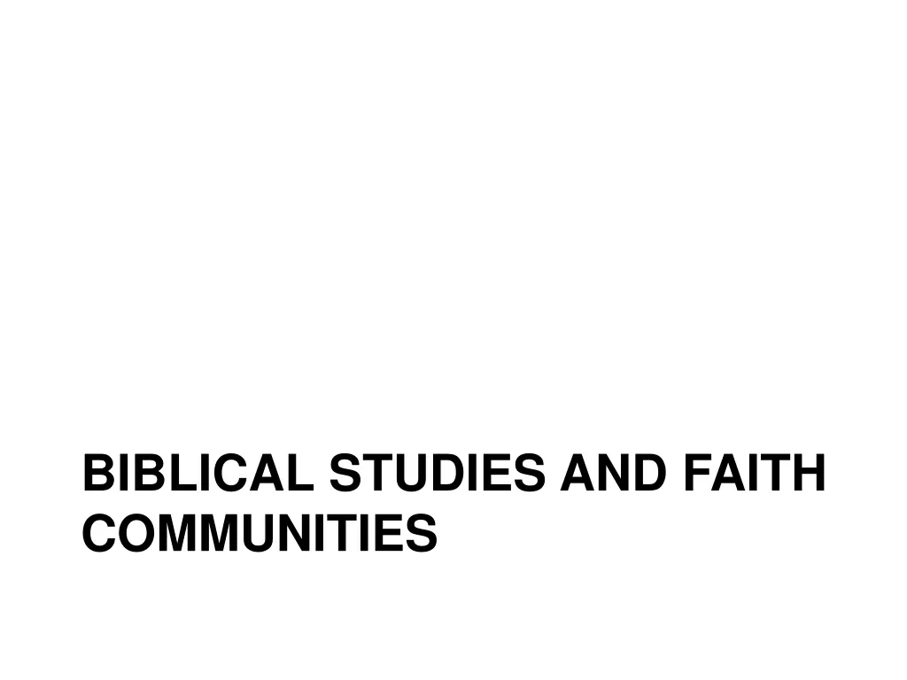 biblical studies and faith communities