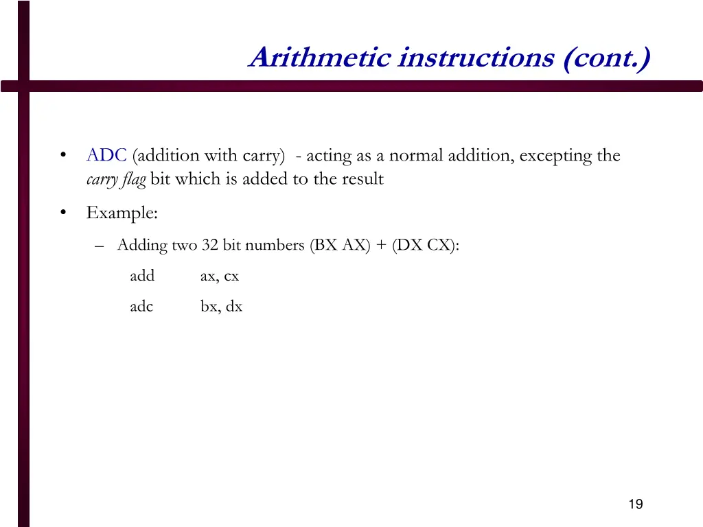 arithmetic instructions cont 1