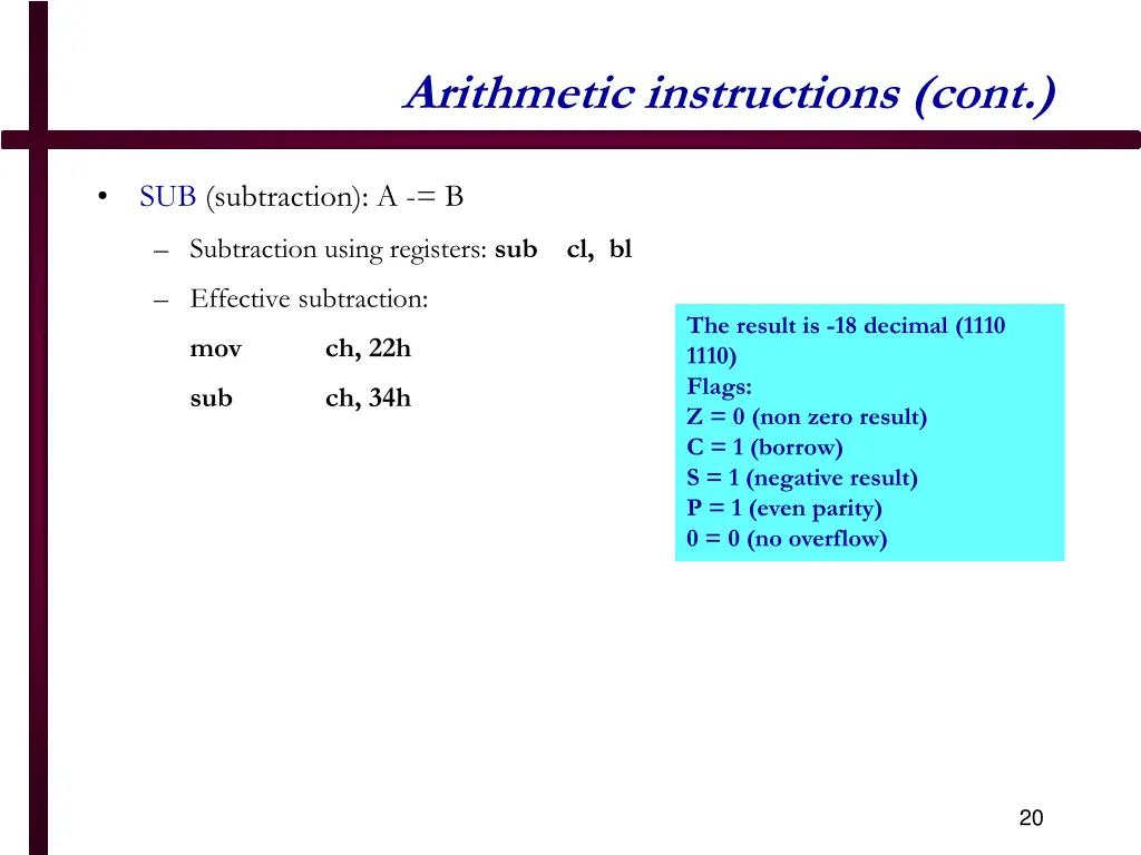 arithmetic instructions cont 2