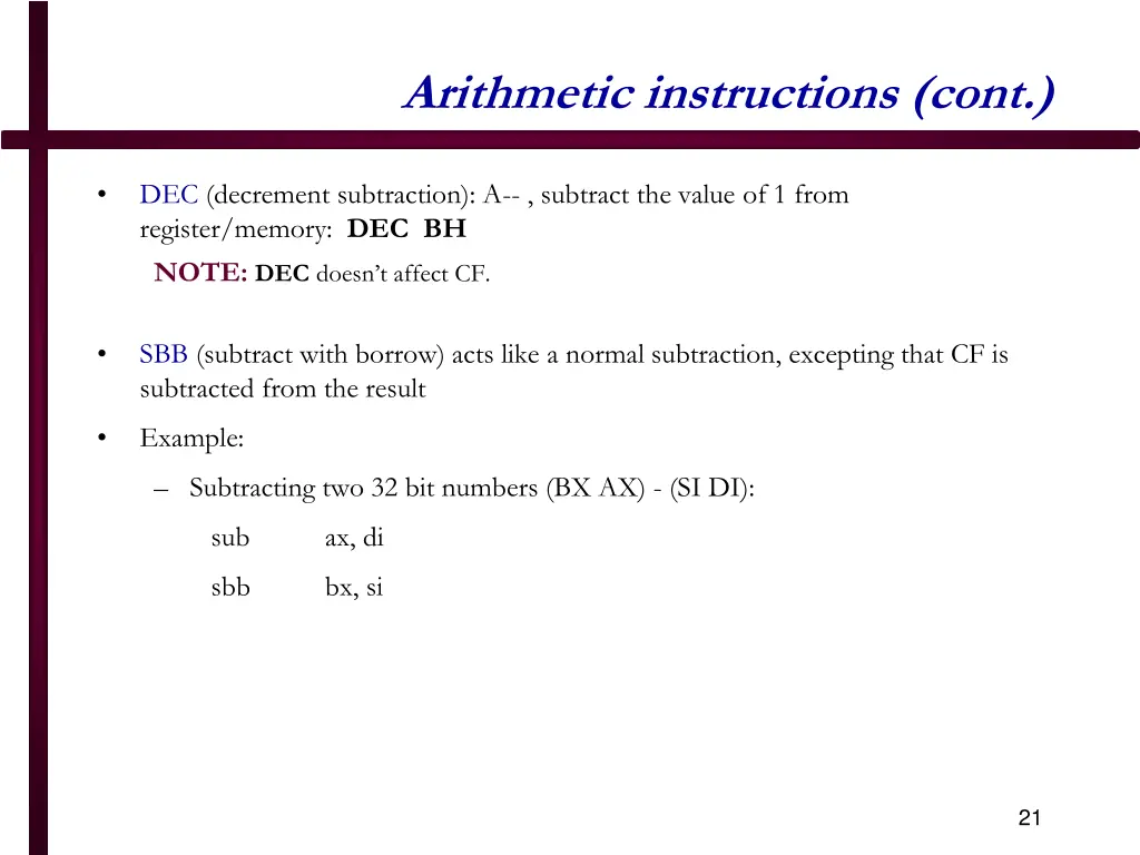 arithmetic instructions cont 3