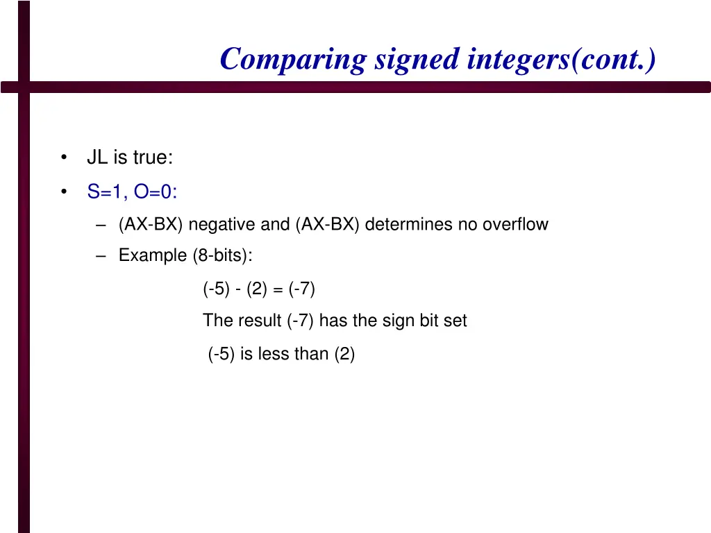 comparing signed integers cont