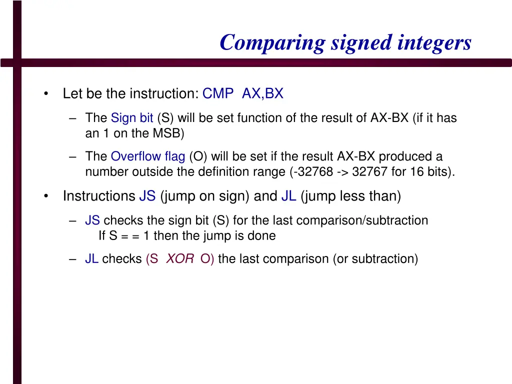 comparing signed integers