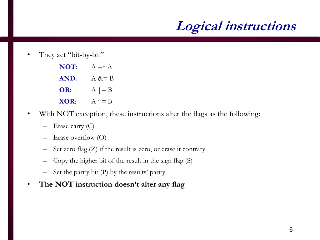 logical instructions