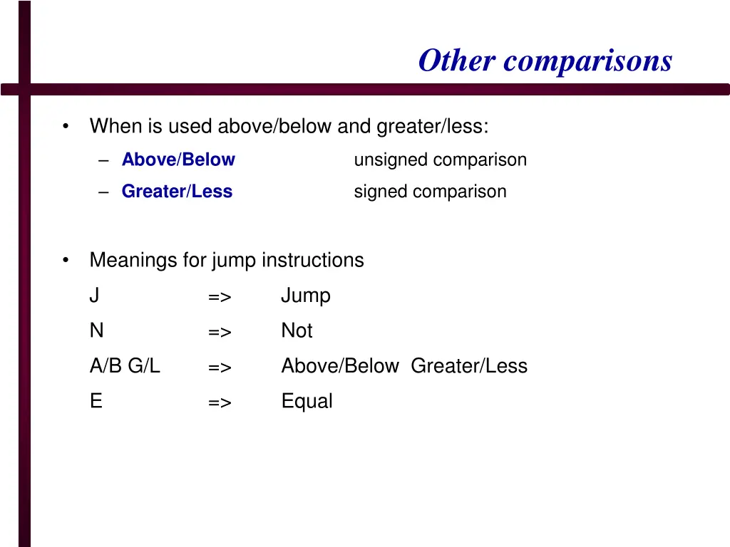 other comparisons
