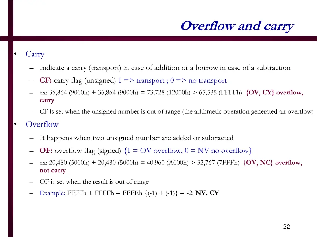 overflow and carry