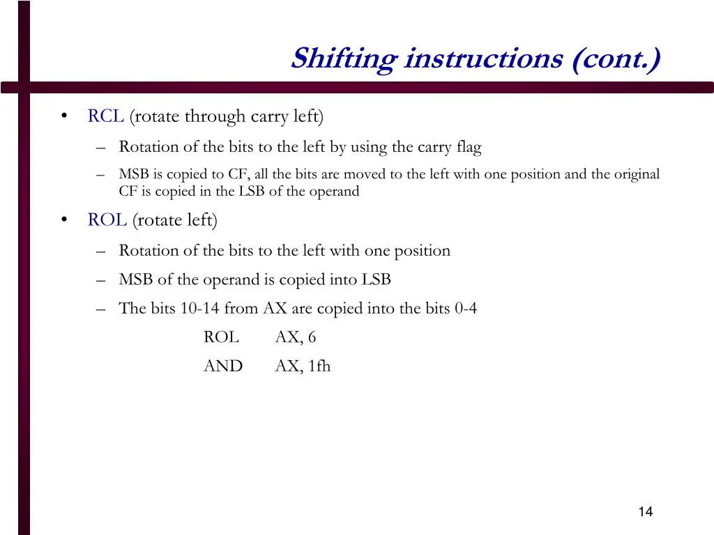 shifting instructions cont 3