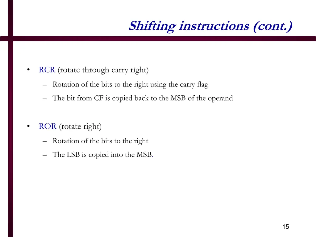 shifting instructions cont 4