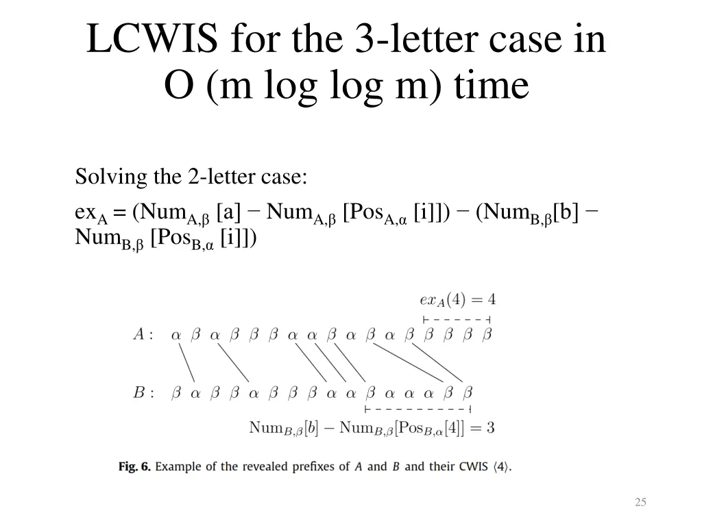 lcwis for the 3 letter case in o m log log m time 2