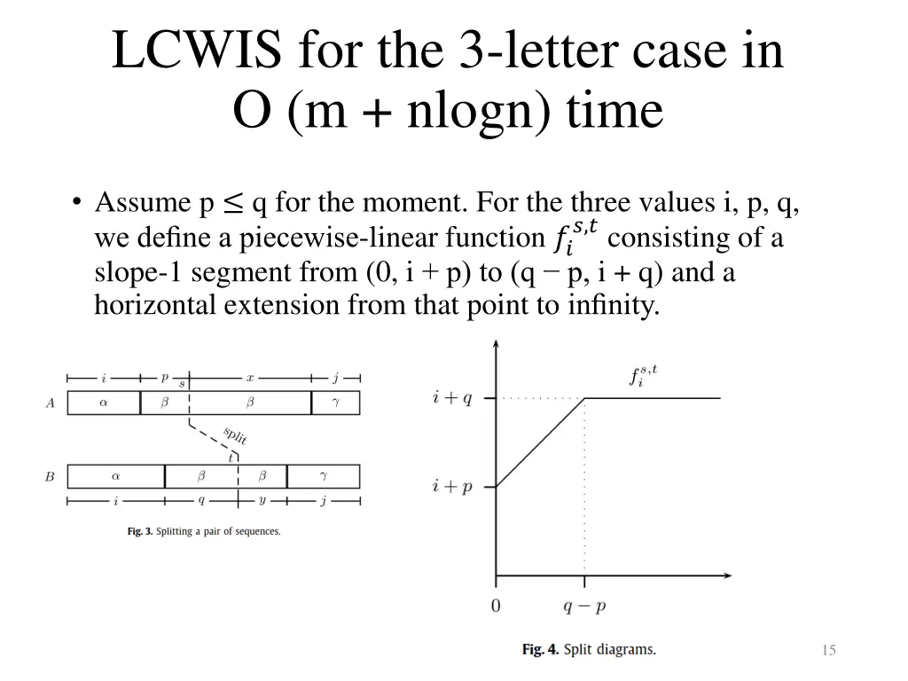 lcwis for the 3 letter case in o m nlogn time 2