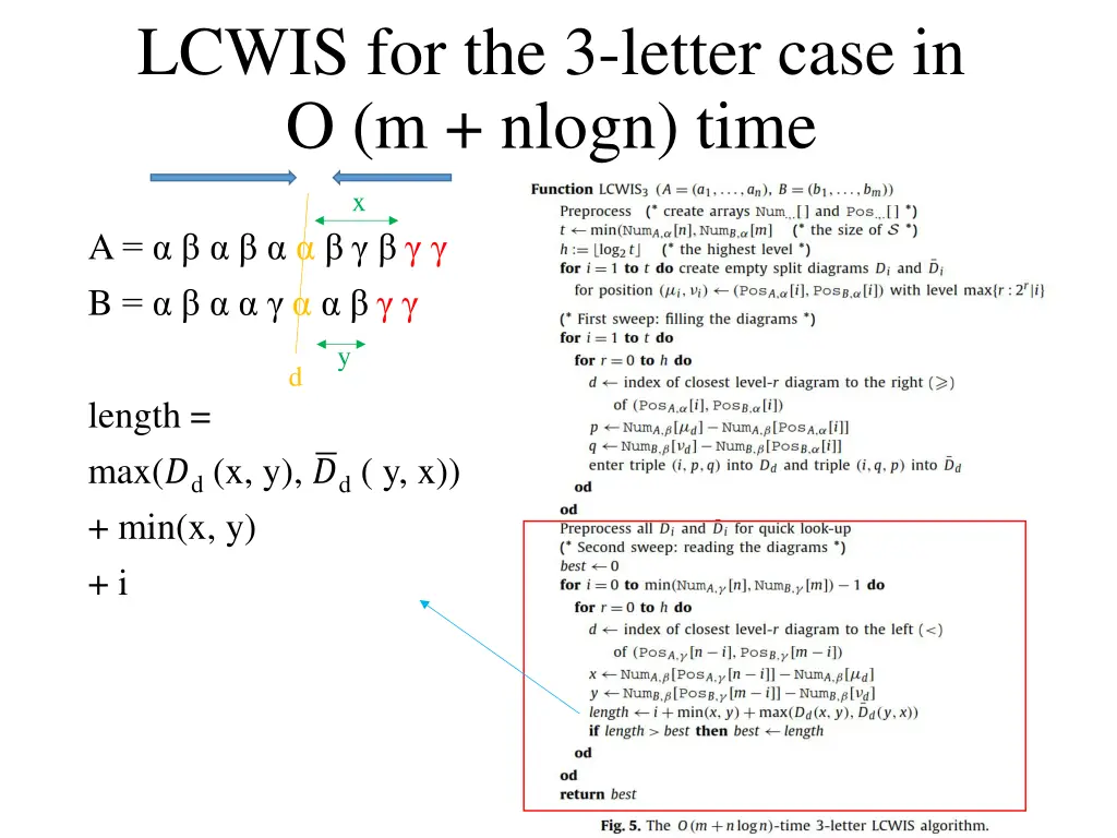 lcwis for the 3 letter case in o m nlogn time 9