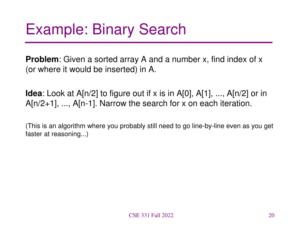 example binary search
