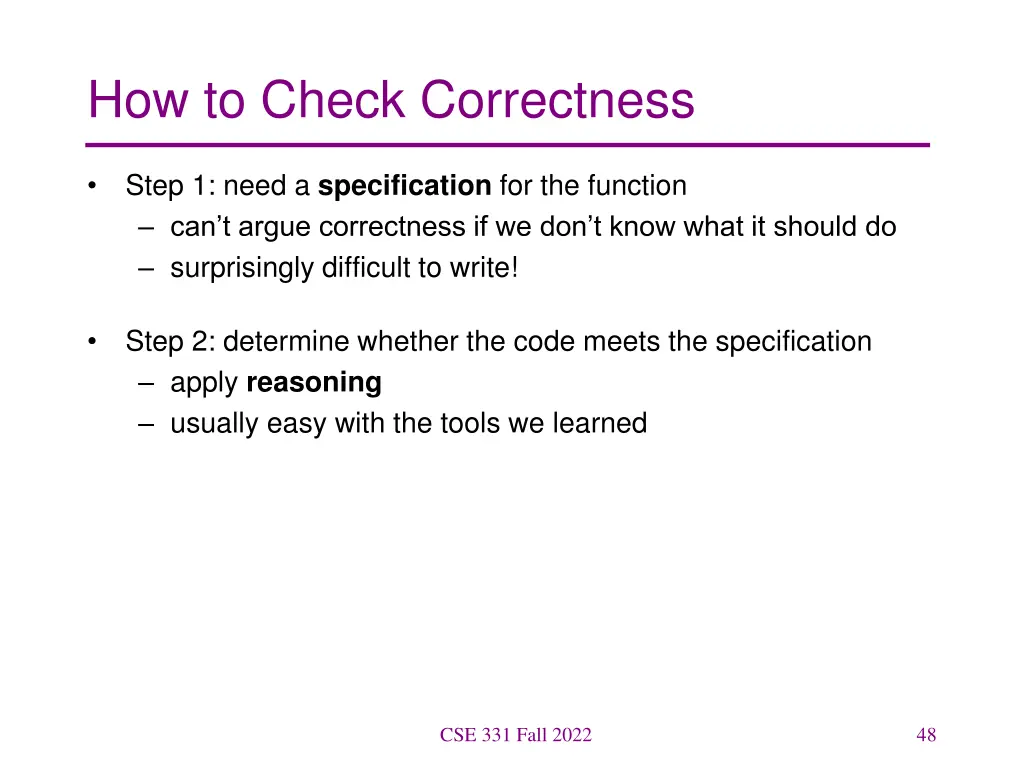 how to check correctness