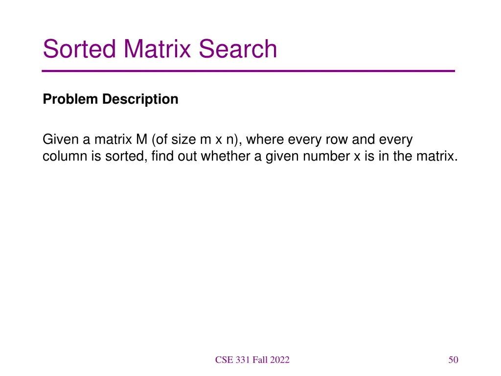 sorted matrix search