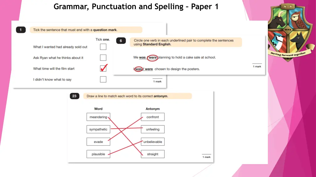grammar punctuation and spelling paper 1 2