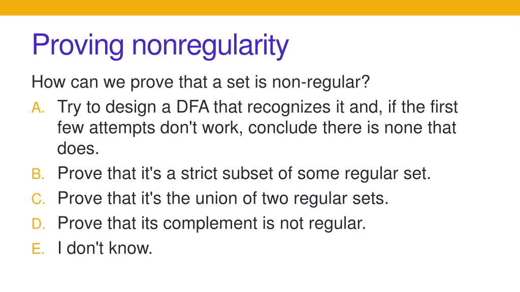 proving nonregularity