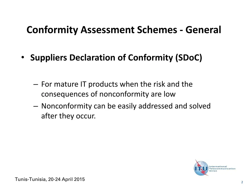 conformity assessment schemes general
