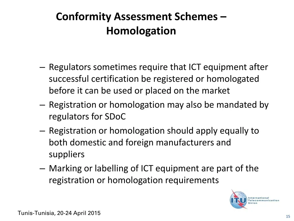 conformity assessment schemes homologation