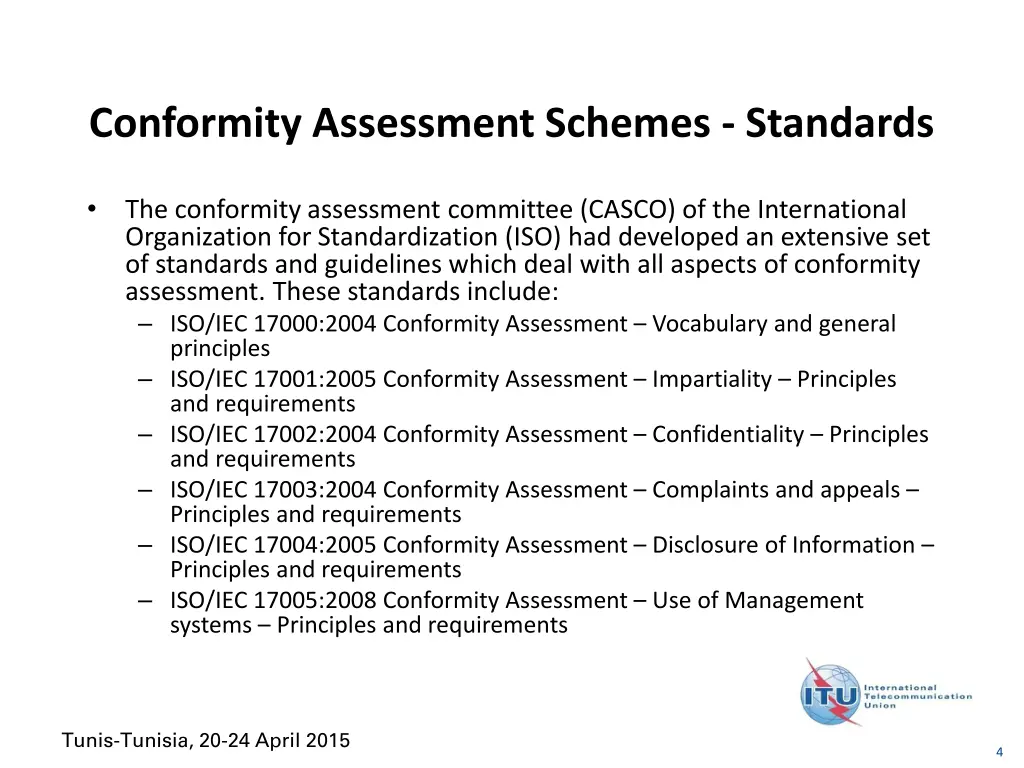 conformity assessment schemes standards