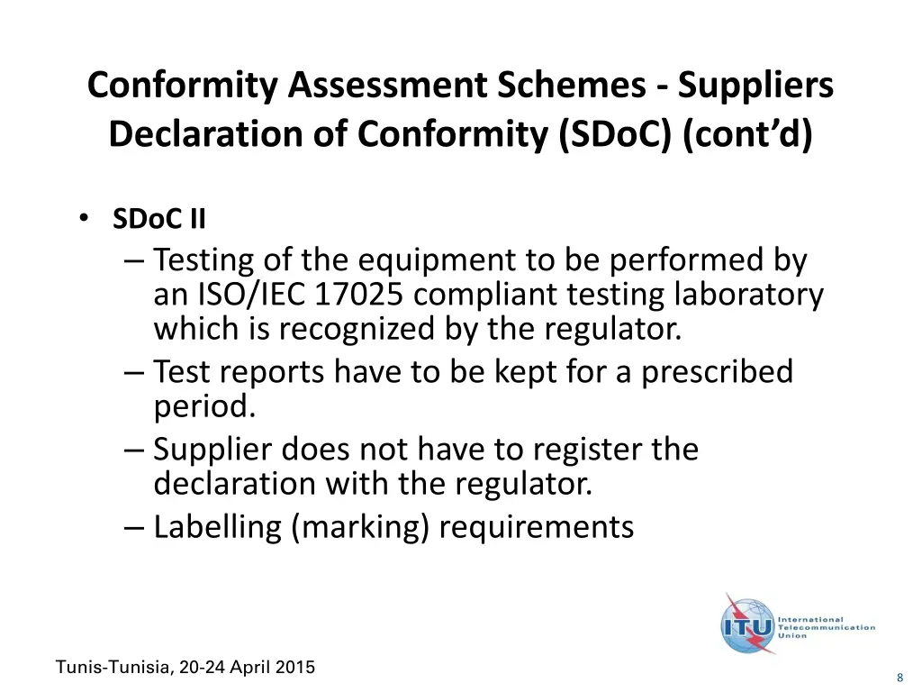 conformity assessment schemes suppliers 1