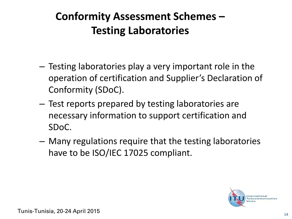 conformity assessment schemes testing laboratories