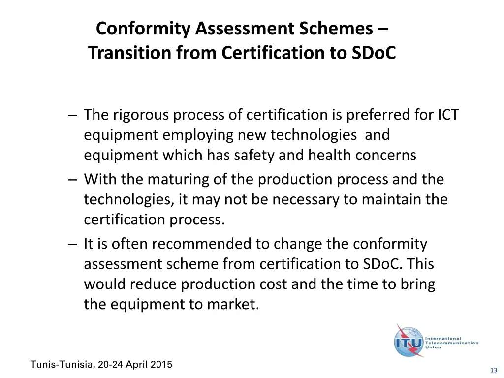 conformity assessment schemes transition from