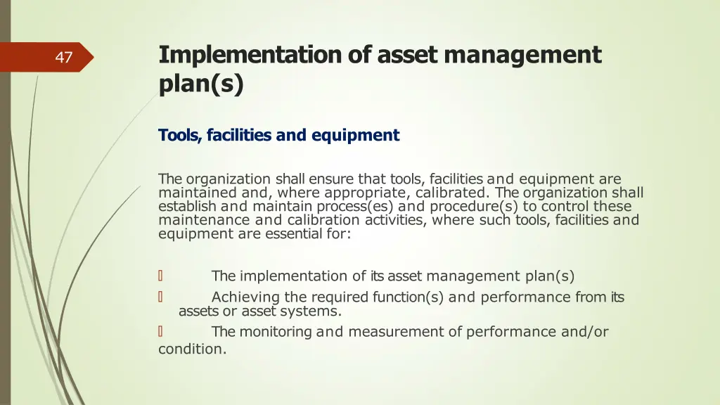 implementation of asset management plan s 1