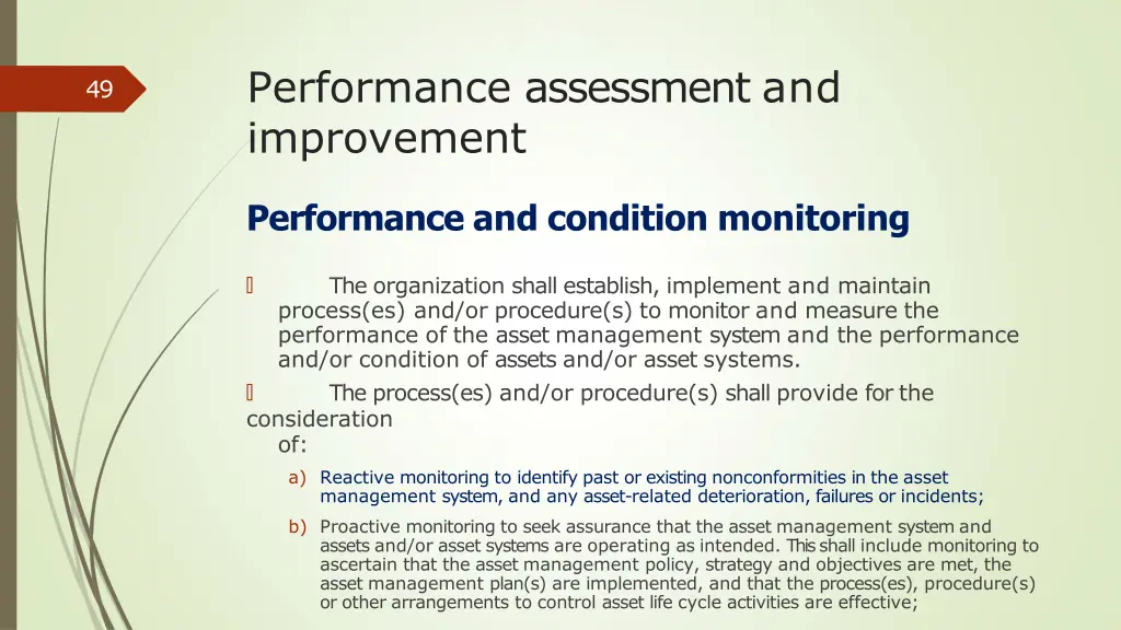 performance assessment and improvement