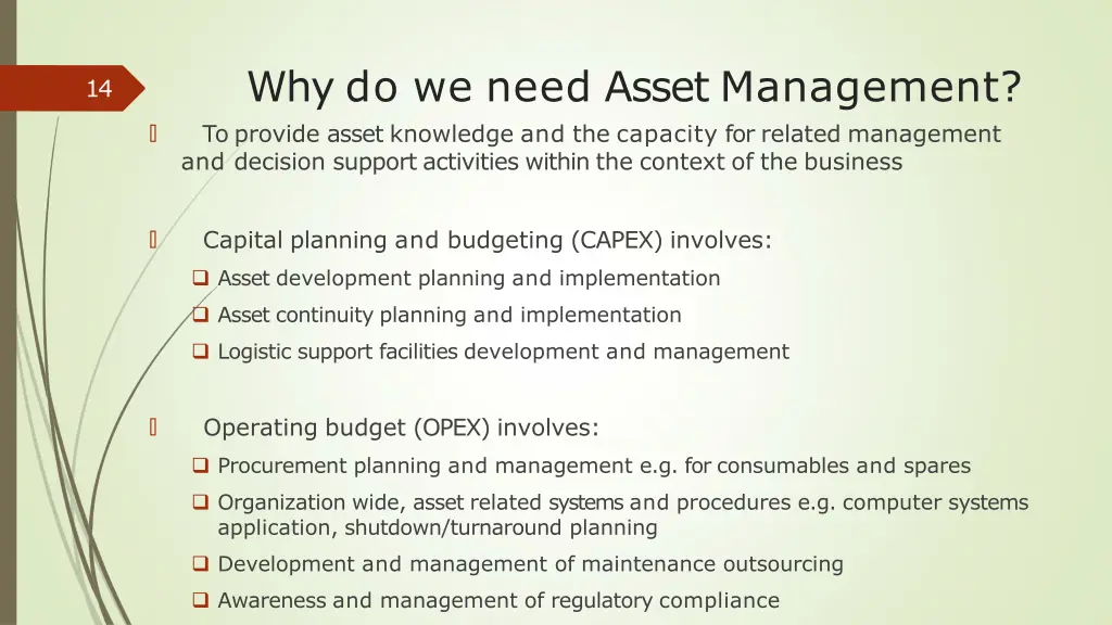 why do we need asset management to provide asset