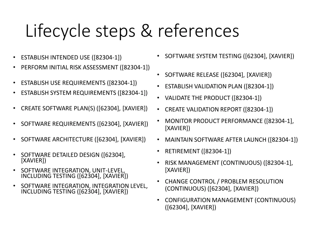 lifecycle steps references